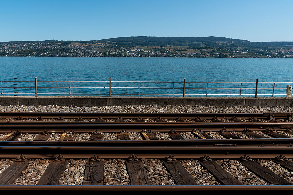 Gleise und Zürichsee