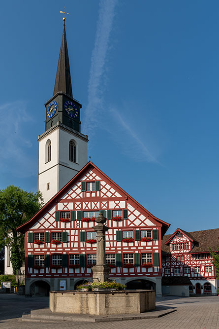 Reformierte Kirche, Rathaus und altes Schulhaus in Bülach
